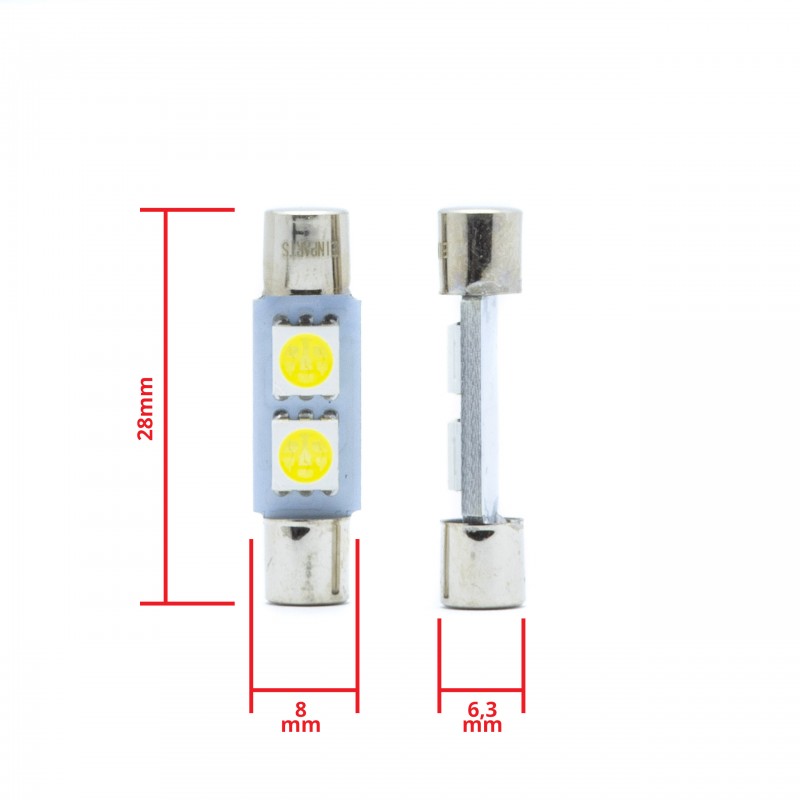 C3W LED žárovky (2 x SMD 4014) 28mm 5000K CANBUS