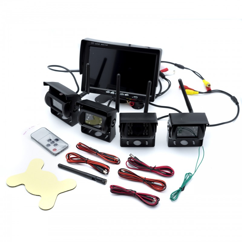 Couvací kamery (4) s monitorem 7" do nákladních vozidel (bezdrátové)