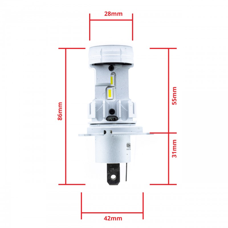 H4 LED žárovky (4 x LED COB) 6000K krátké