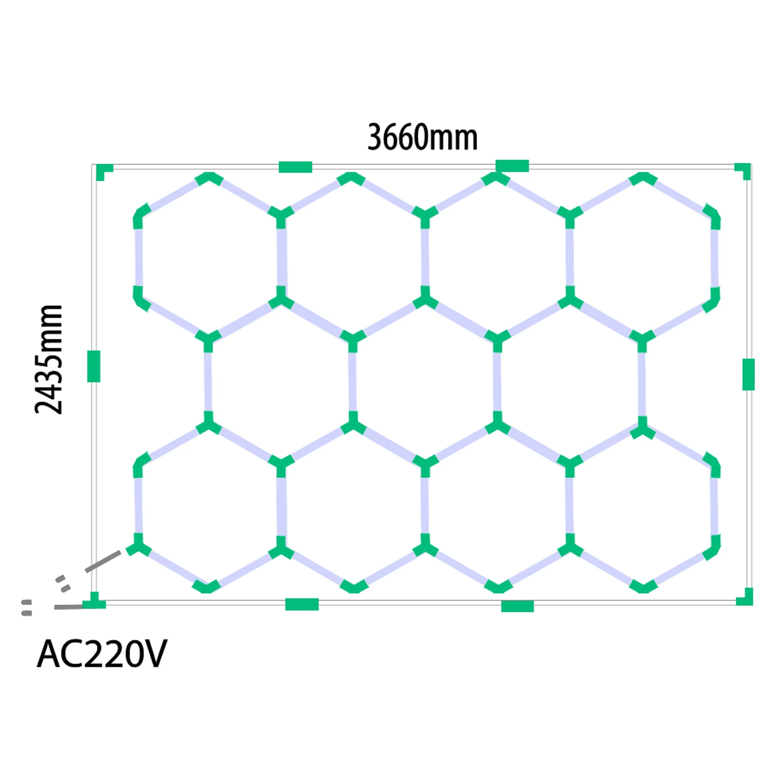 EPHCL14 osvětlení Hexagon LED 6500K 220V 243,5 x 366 cm