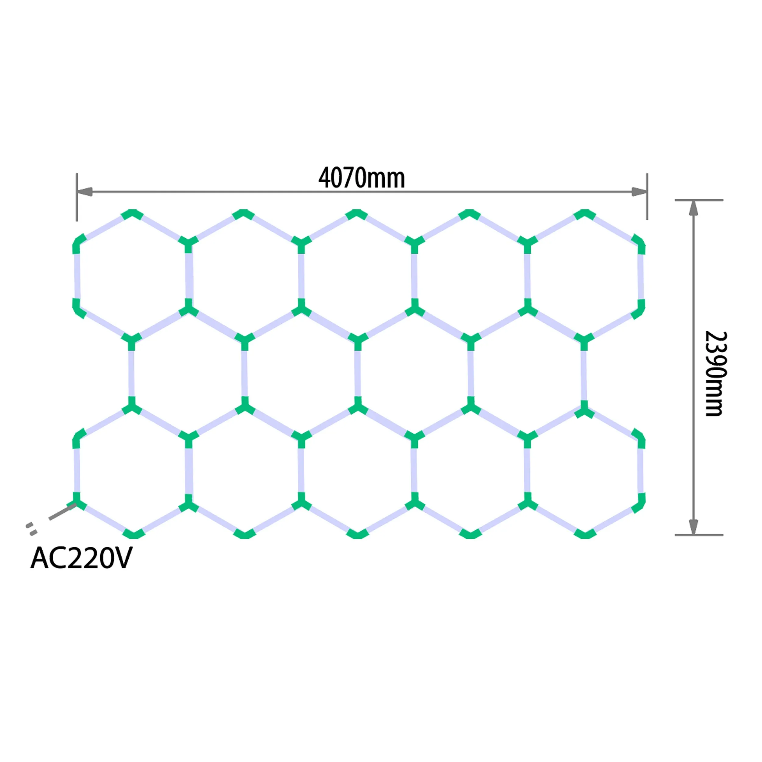EPHCL13 osvětlení Hexagon LED 6500K 220V 239 x 407 cm