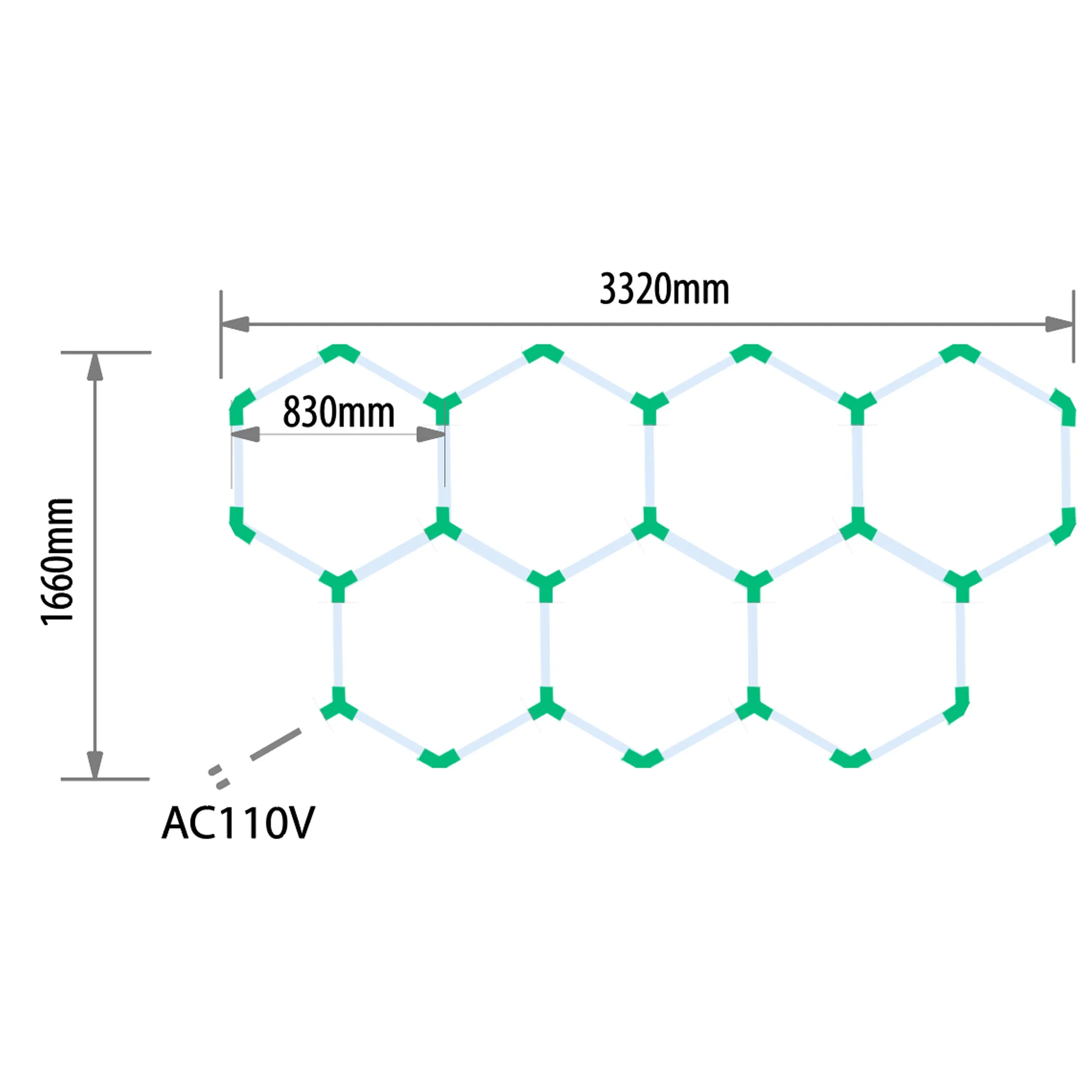 EPHCL10 osvětlení Hexagon LED 6500K 220V 332 x 166 cm