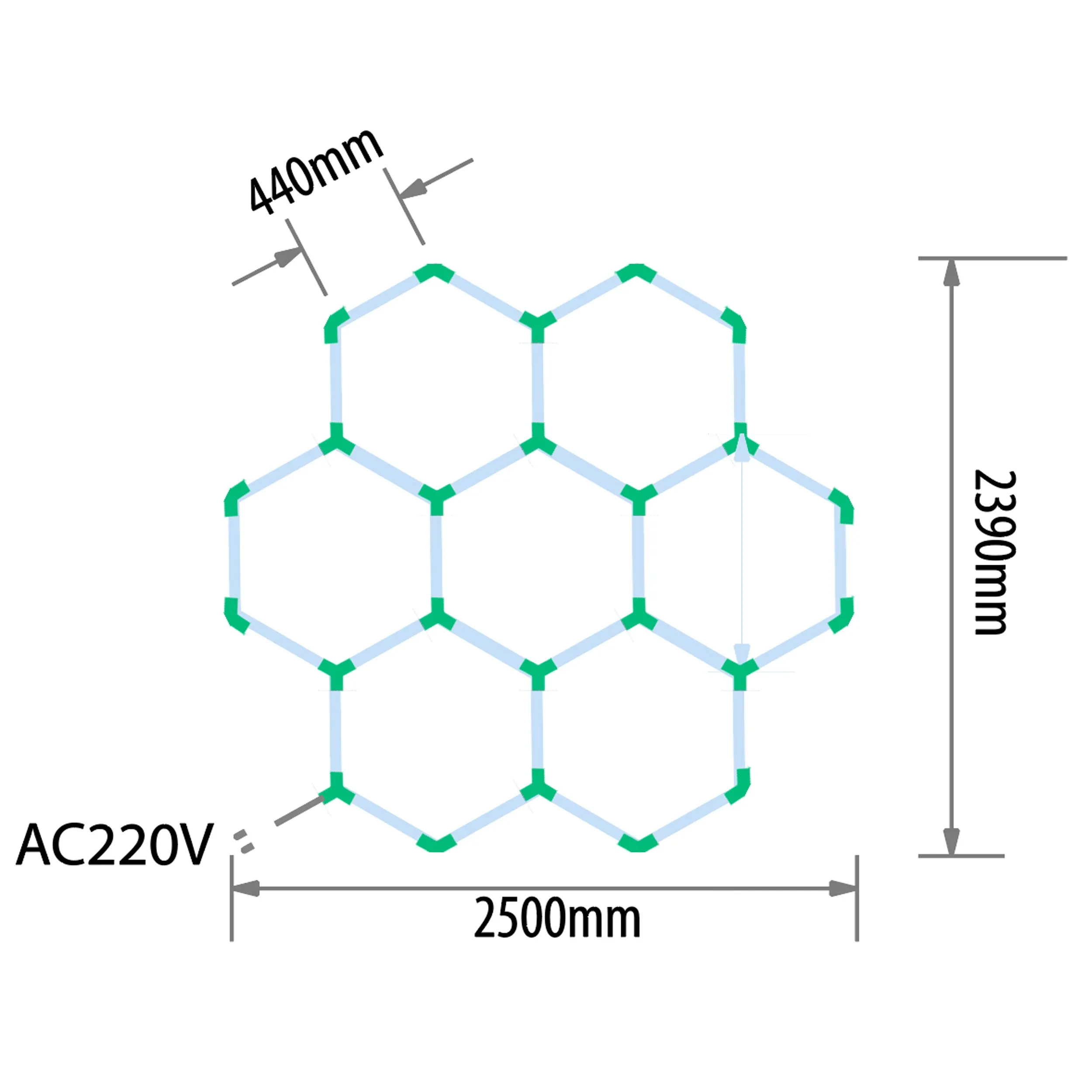 EPHCL09 osvětlení Hexagon LED 6500K 220V 239 x 250 cm