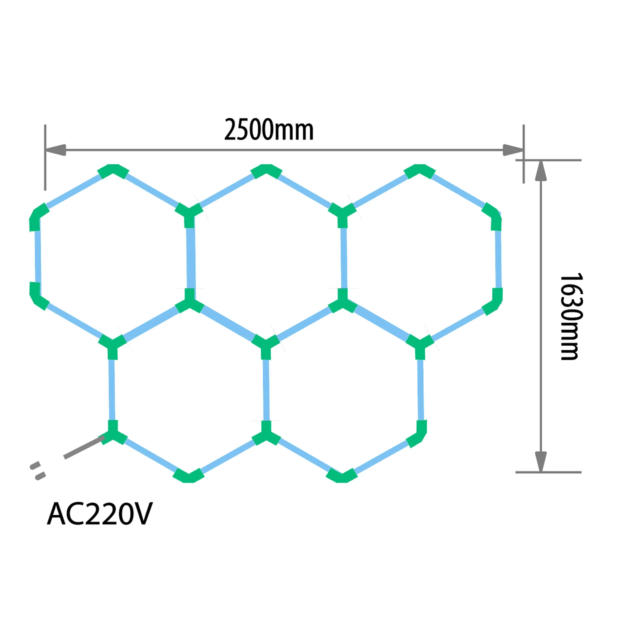 EPHCL08 osvětlení Hexagon LED 6500K 220V 250 x 163 cm