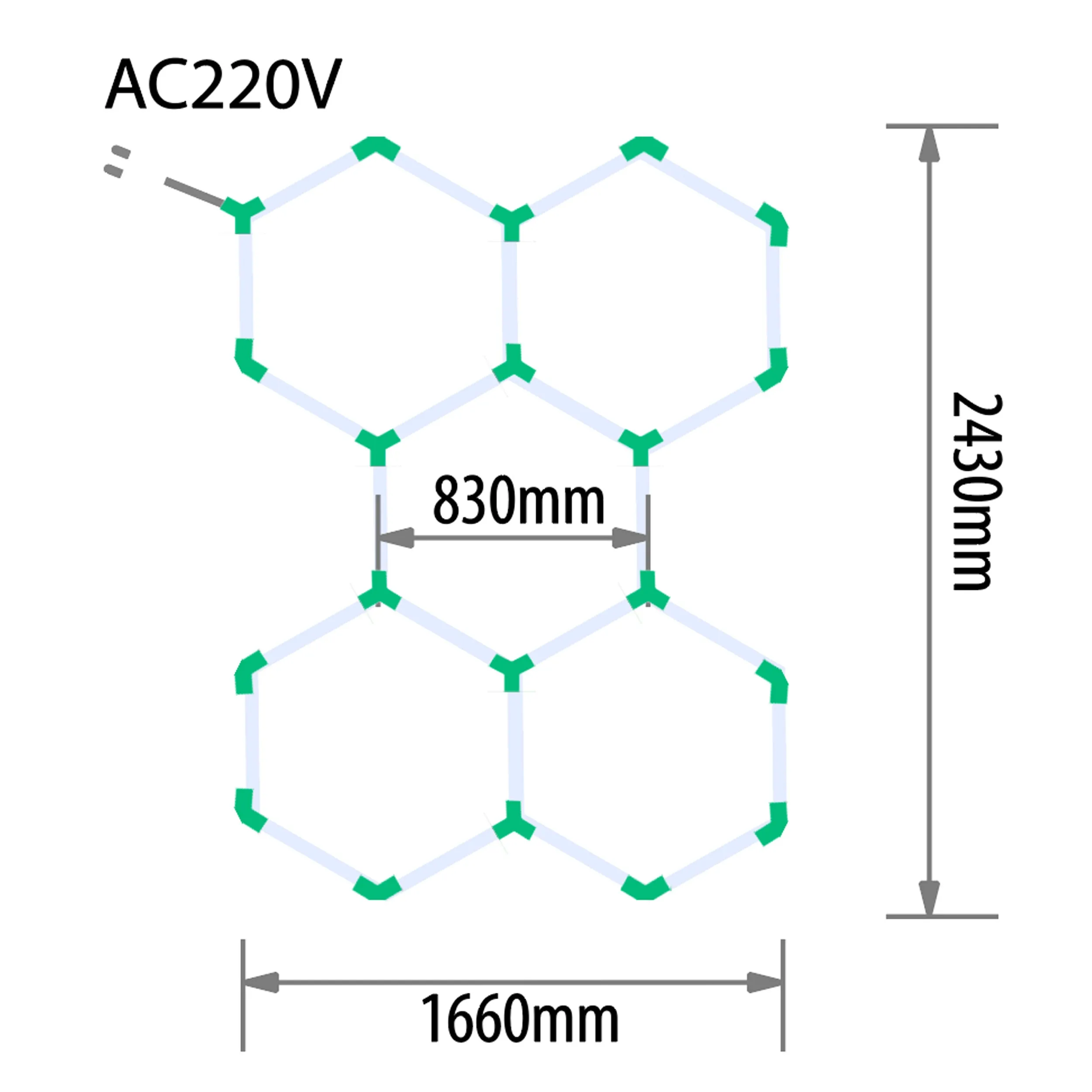 EPHCL07 osvětlení Hexagon LED 6500K 220V 243 x 166 cm