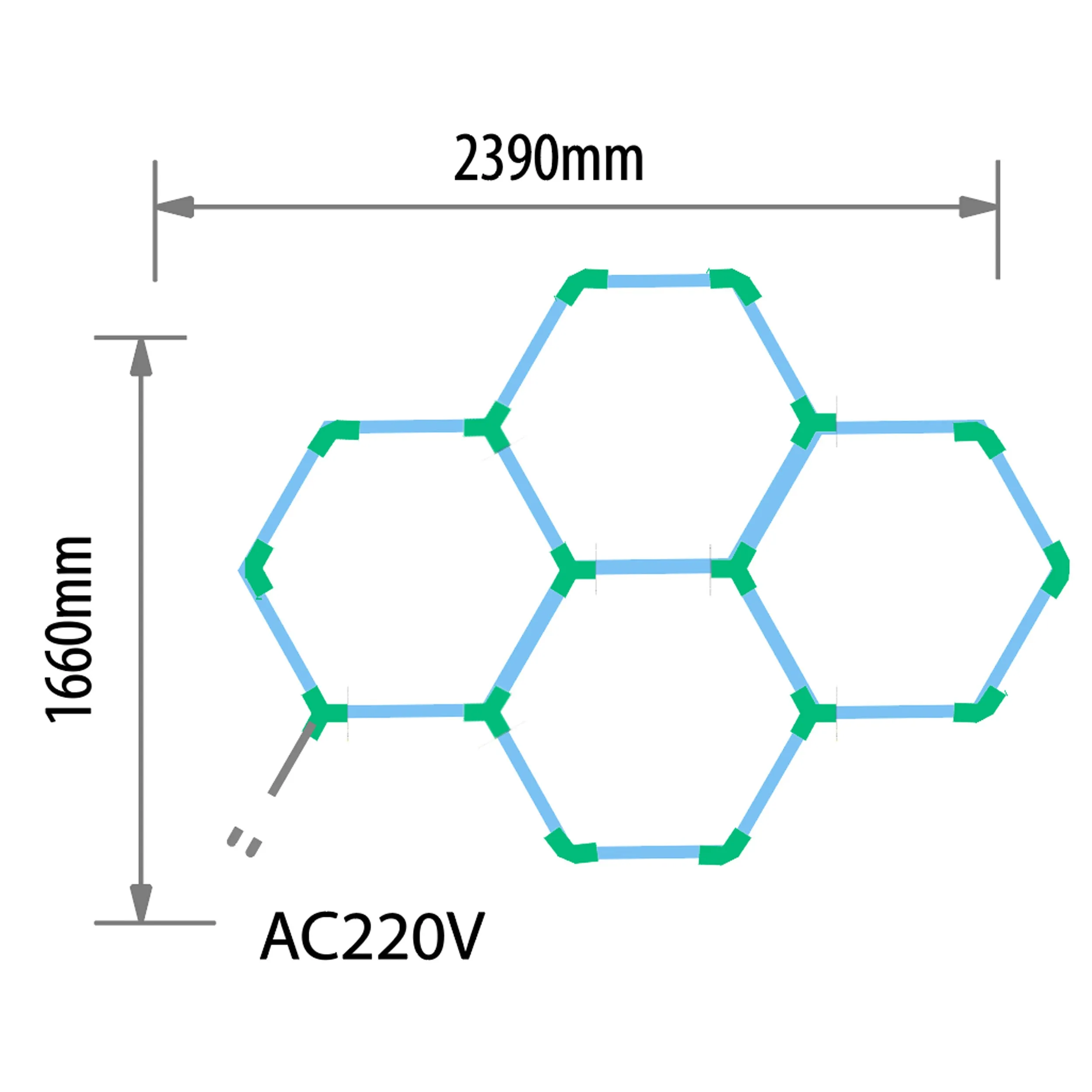 EPHCL06 osvětlení Hexagon LED 6500K 220V 166 x 239 cm