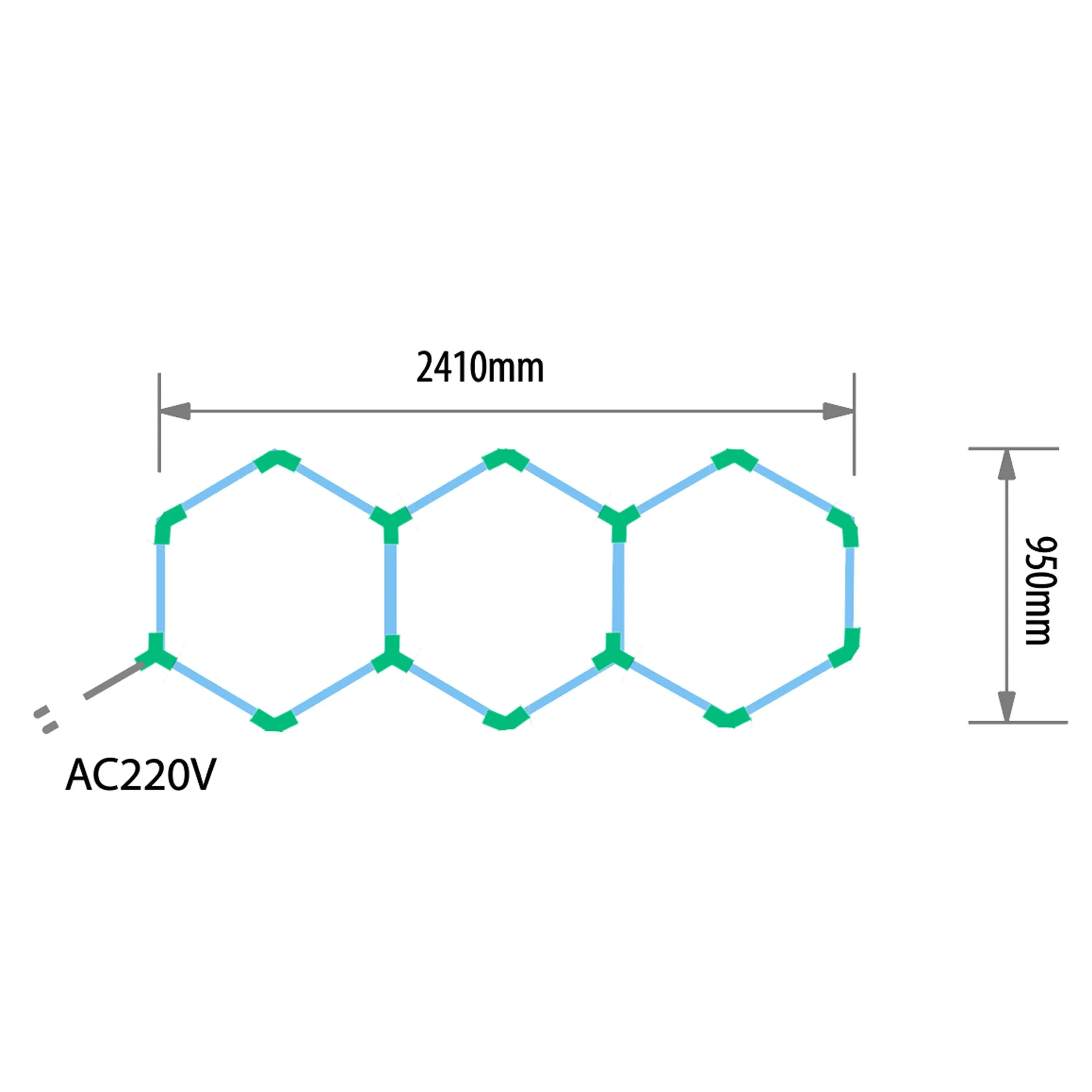 EPHCL03 osvětlení Hexagon LED 6500K 220V 241 x 95 cm